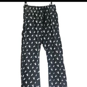 Playboy Bunny All-Over Print Lounge Pants Black White Sleep Pajamas Size M